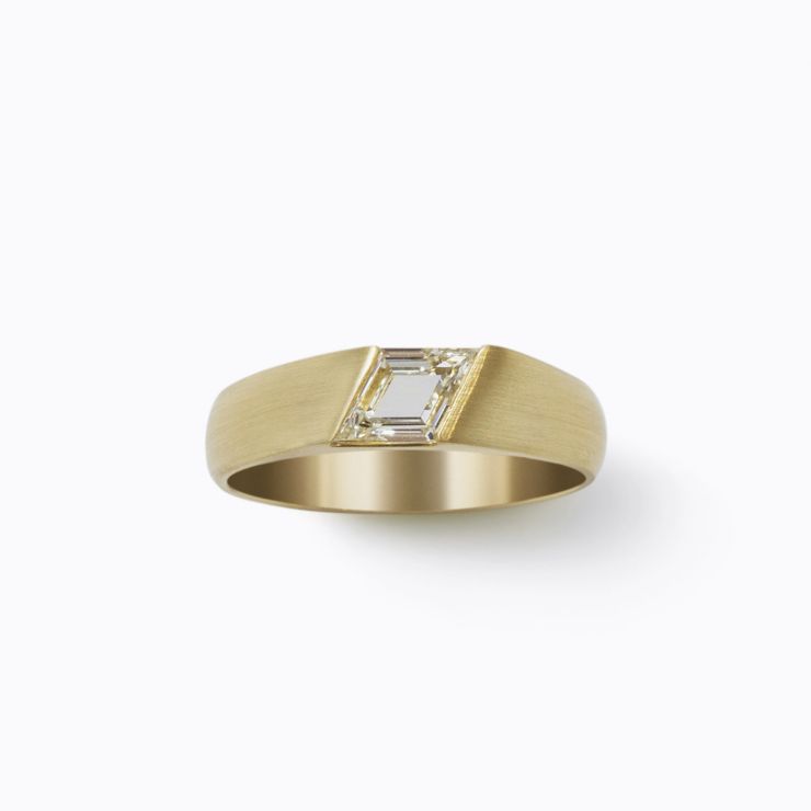 Rhomboid Diamond Signet Ring