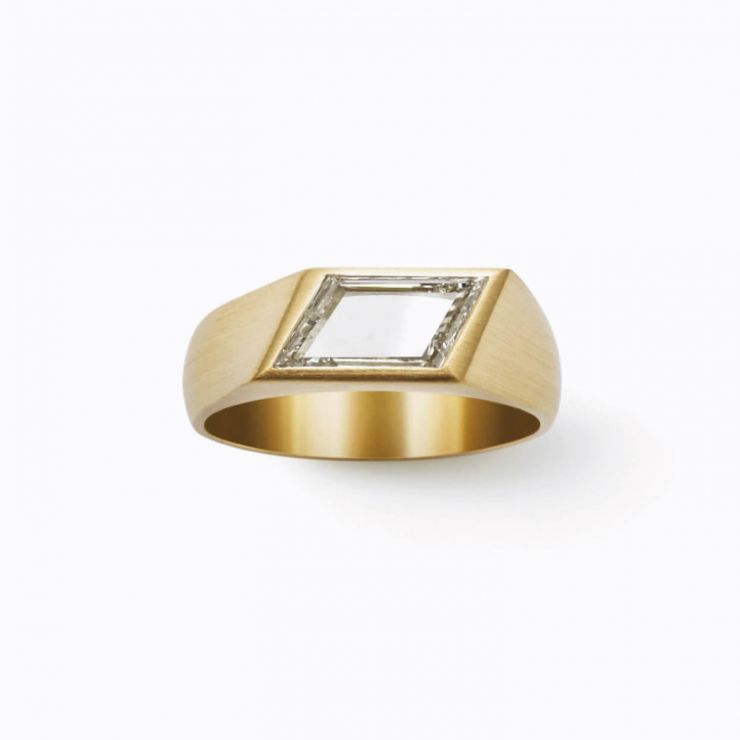 Rhomboid Diamond Signet Ring
