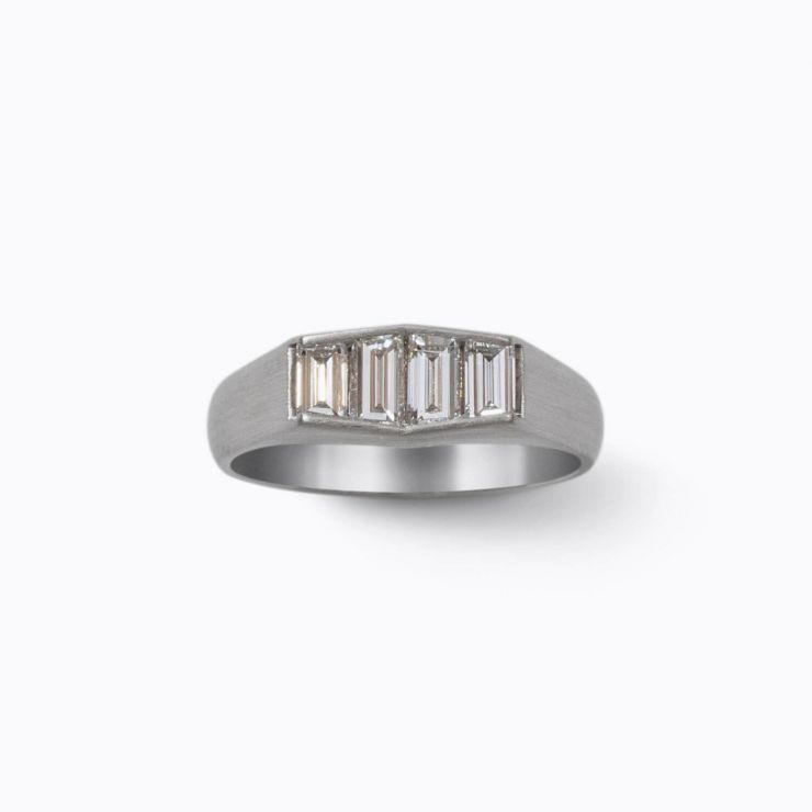 Tapered Diamond Signet Ring