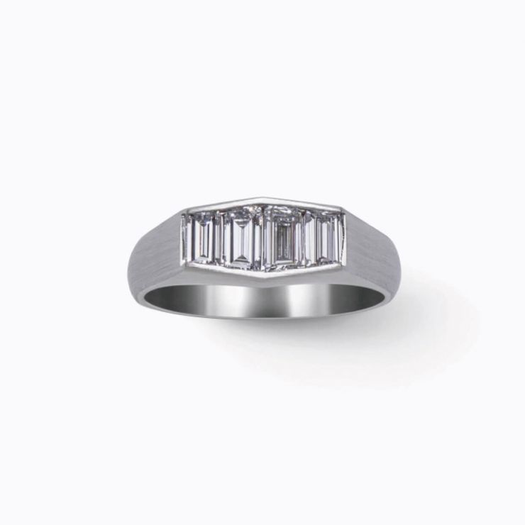 Tapered Diamond Signet Ring