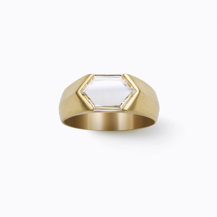 Hexagon Diamond Signet Ring