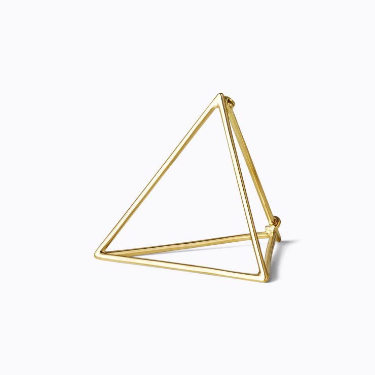 3D Triangle 25, yellow and white gold, matte finish