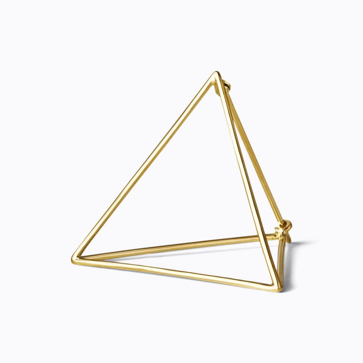 3D Triangle 30, yellow and white gold, matte finish