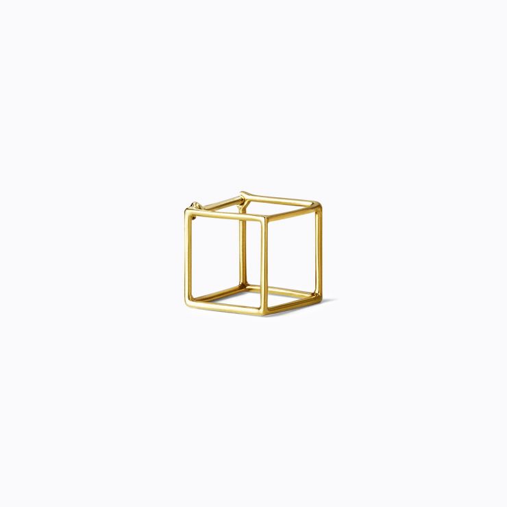 3D Square 10, yellow and white gold