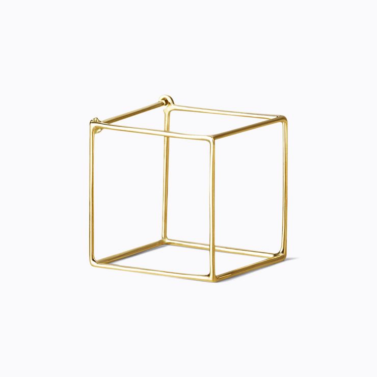 3D Square 20, yellow and white gold