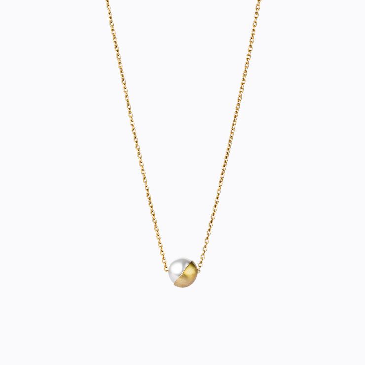 Half Pearl Necklace 45°, yellow gold