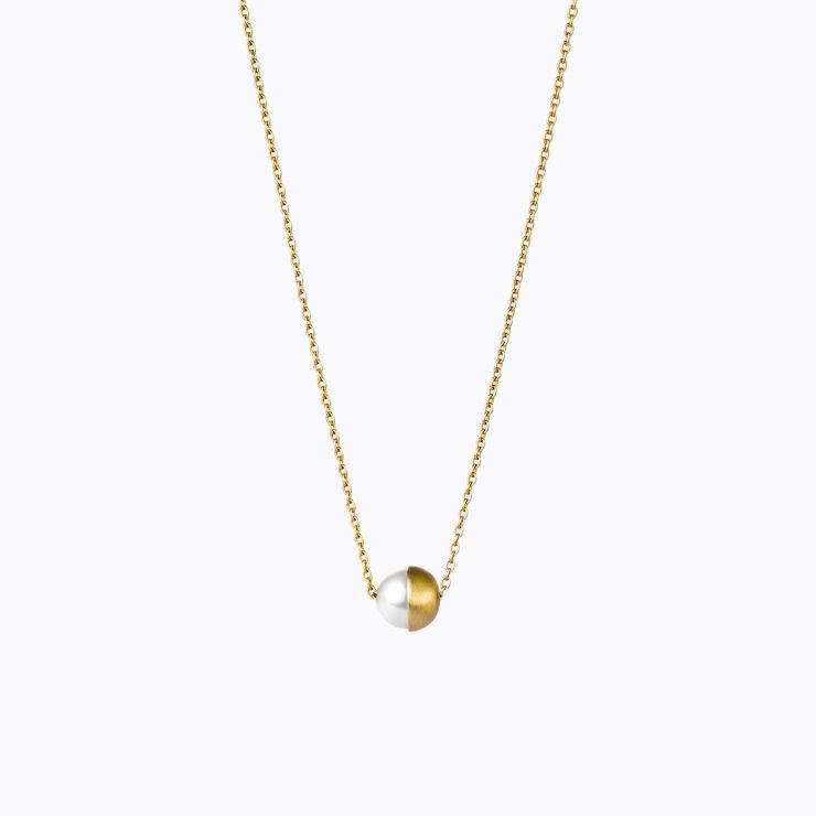 Half Pearl Necklace 90°, yellow gold