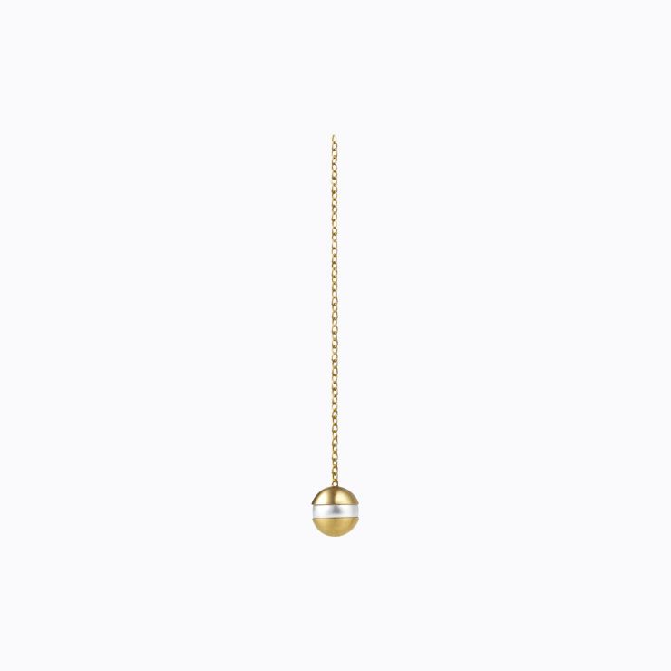 Center Pearl Chain Earring 0°, yellow gold