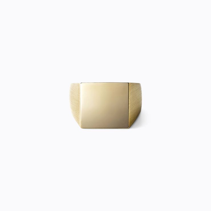 Square Ring S, yellow gold, matte finish