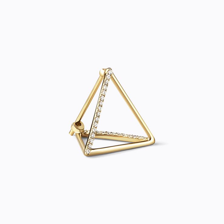 3D Triangle 10, yellow and white gold, matte finish