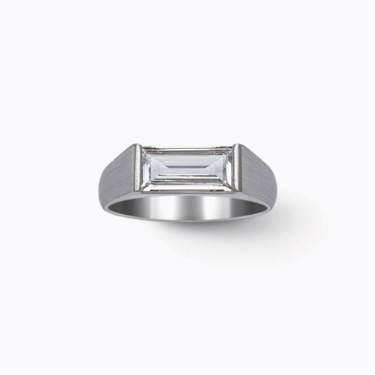 Single Baguette Diamond Signet Ring